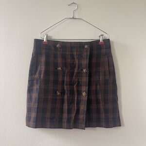 Madewell Navy and Brown Plaid Mini Skirt